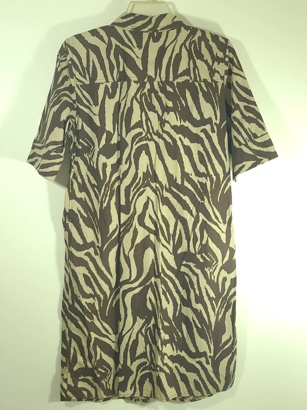 Michael Kors Tan and Brown Zebra Print Midi Shirt Dress